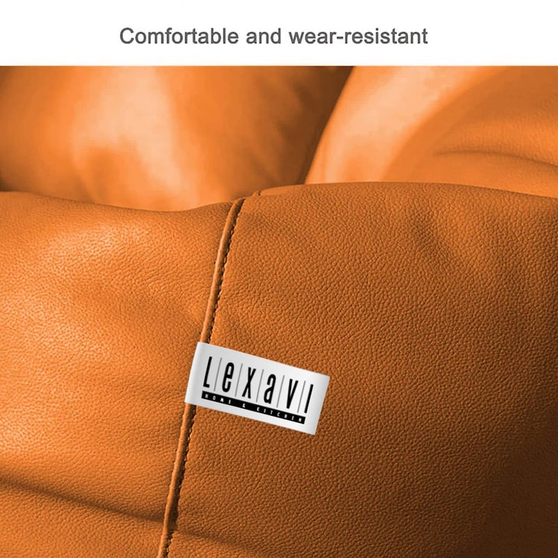 LEXAVI Brand 4XL Luxury Bean Bag with Footrest Free Pillow Without Beans Fillers Only Cover Original Faux Leatherette Beanbag with Ultra Soft Comfort Single Seating 4XL Gold - Image 3