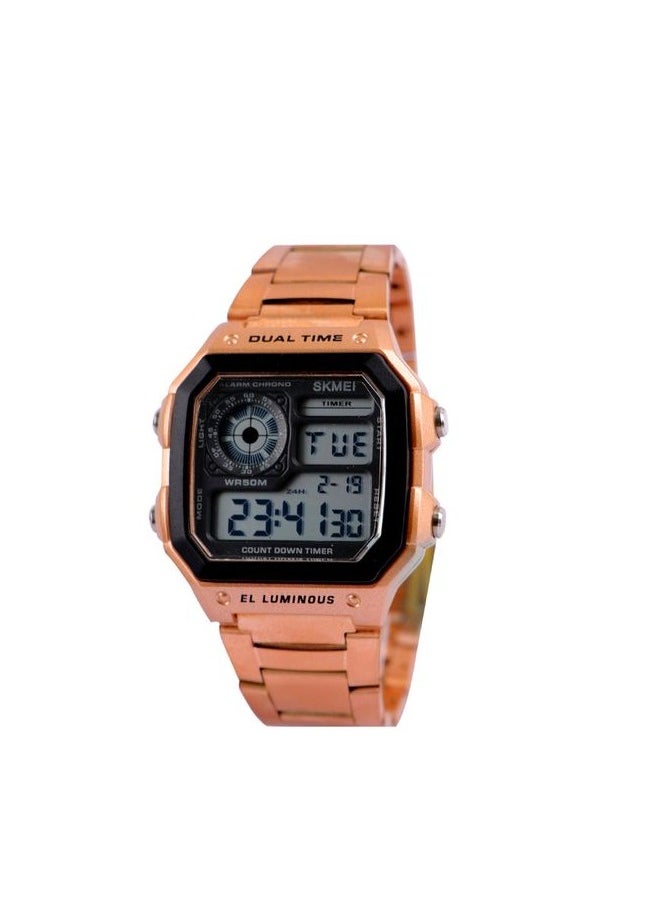 SKMEI Skmei Men’s Casual Digital Watch - Rose Gold Band Stainless Steel Band  - Image 1