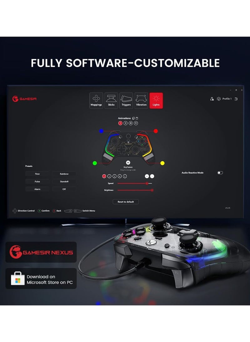 Generic Classic Gamepad GameSir Kaleid Wired Gaming Controller Colorful Light for Xbox Series X/S, Xbox One, Windows 10/11  Steam, Plug and Play Gaming Gamepad, Transparent Video with Hall Effect Joysticks/  - Image 4
