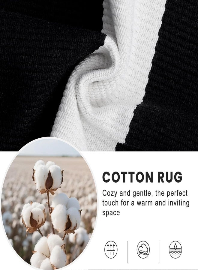 OLANLY Black and White Striped Rug 3' x 5' - Washable Cotton Indoor Outdoor Doormat for Front Door, Entryway, Kitchen, Porch, Patio Decor - Image 4