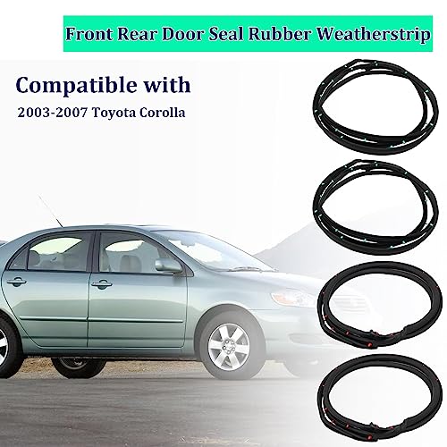 Tivora Front Rear Door Weather Strip Seal Rubber Compatible with 2003-2007 Toyota Corolla Replace 67872-02050 67871-02050 67861-02100 67862-02100 6787202050 6787102050 6786102100 6786202100 - Image 2