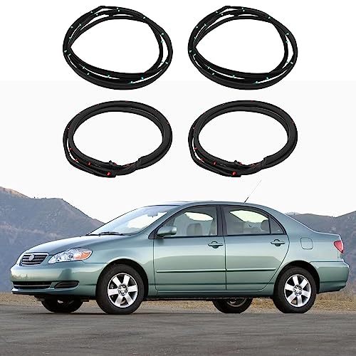 Tivora Front Rear Door Weather Strip Seal Rubber Compatible with 2003-2007 Toyota Corolla Replace 67872-02050 67871-02050 67861-02100 67862-02100 6787202050 6787102050 6786102100 6786202100 - Image 1