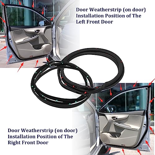 Tivora Front Rear Door Weather Strip Seal Rubber Compatible with 2003-2007 Toyota Corolla Replace 67872-02050 67871-02050 67861-02100 67862-02100 6787202050 6787102050 6786102100 6786202100 - Image 3