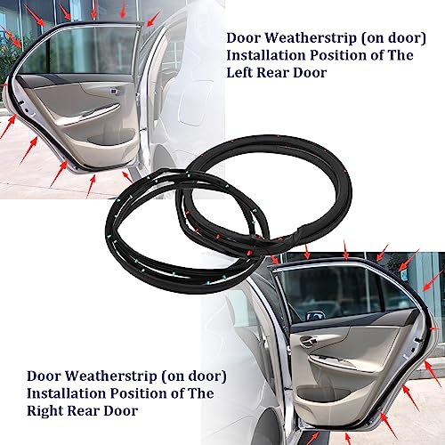 Tivora Front Rear Door Weather Strip Seal Rubber Compatible with 2003-2007 Toyota Corolla Replace 67872-02050 67871-02050 67861-02100 67862-02100 6787202050 6787102050 6786102100 6786202100 - Image 4