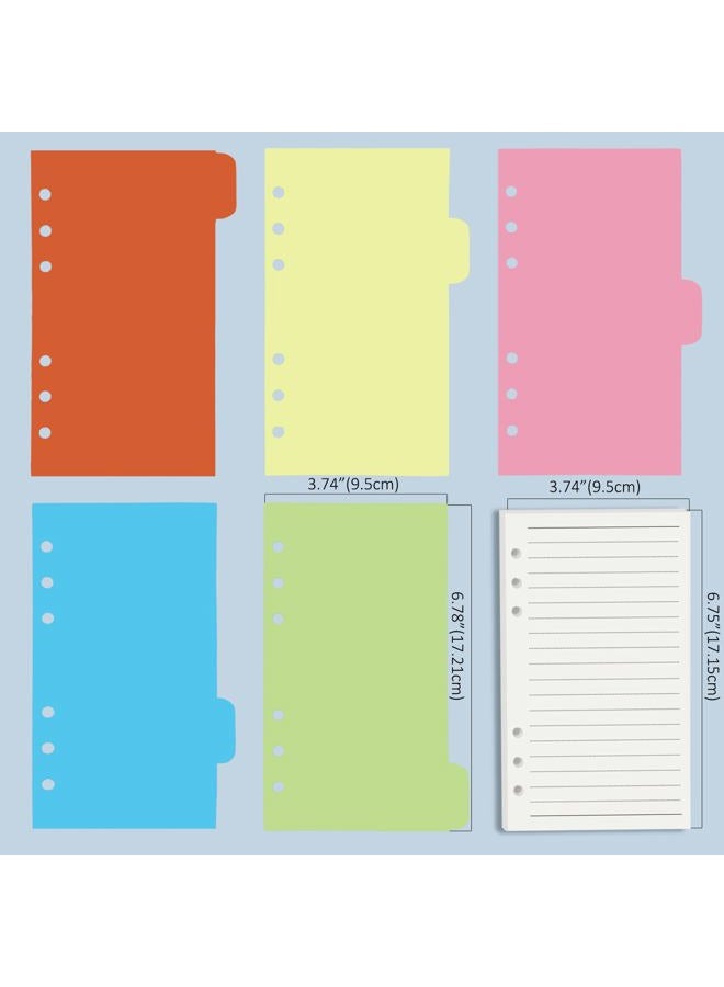 Harphia A6 6 Holes Binder Refill Value Set, 90 Sheets Ruled Line Planner Insert, 5 Sheets Binder Paper Dividers, Translucent Planner Pocket, PVC Binder Card Bag, 200Pcs Colorful Index Stickers - Image 4