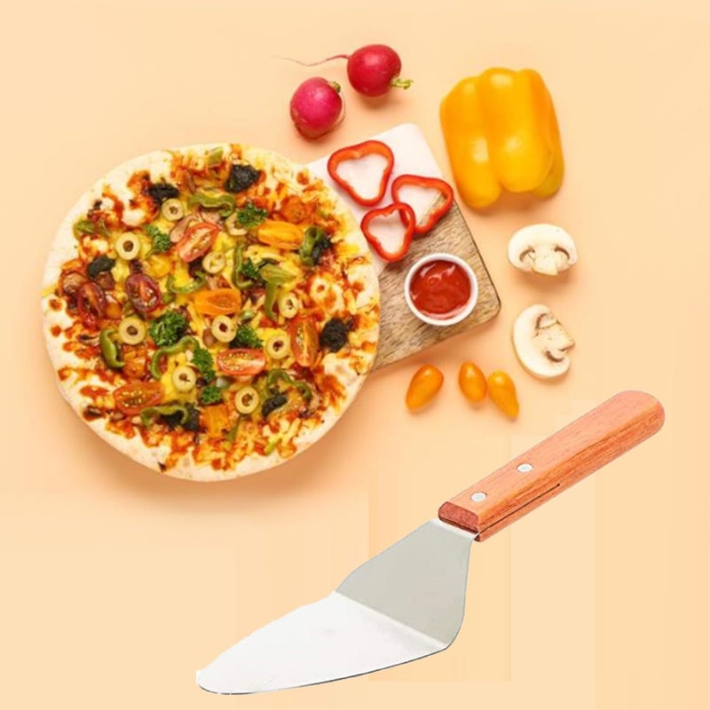 Baskety خادم فطيرة باسكتي دعم كعكة نقل مثلث مجرفة ملعقة خشبية مجرفة فولاذية مناسبة للبيتزا (عبوة من 1) - Image 5