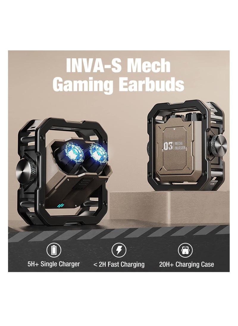Wireless Bluetooth 5.3 Gaming Earbuds, 3D Stereo Clear Call Noise Canceling in-Ear Headphones, 65ms Low-Latency TWS Headphone Compatible Fit for iPhone Android, with Fidget Spinner, RGB Lights