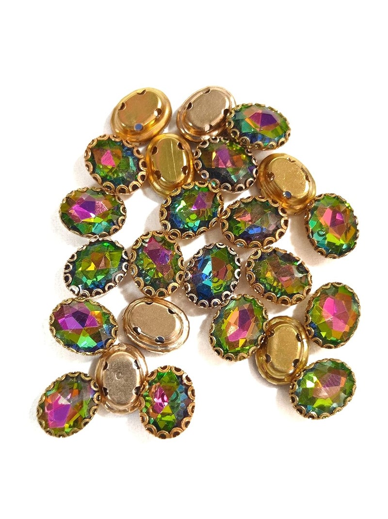LECRAFT Jewellery Making Sew On RhinestoneClipstone Oval Pack of 10pc 810 Multi AB - Image 1
