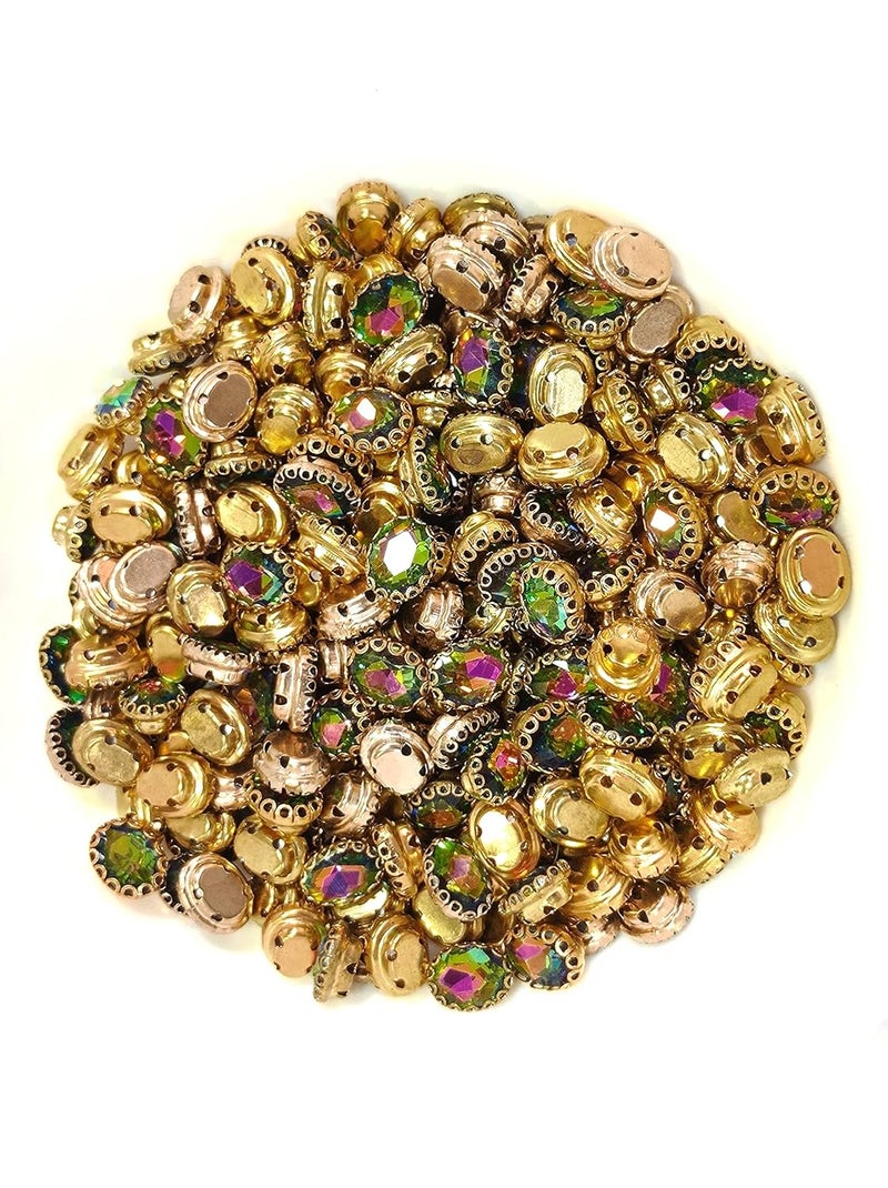 LECRAFT Jewellery Making Sew On RhinestoneClipstone Oval Pack of 10pc 810 Multi AB - Image 3