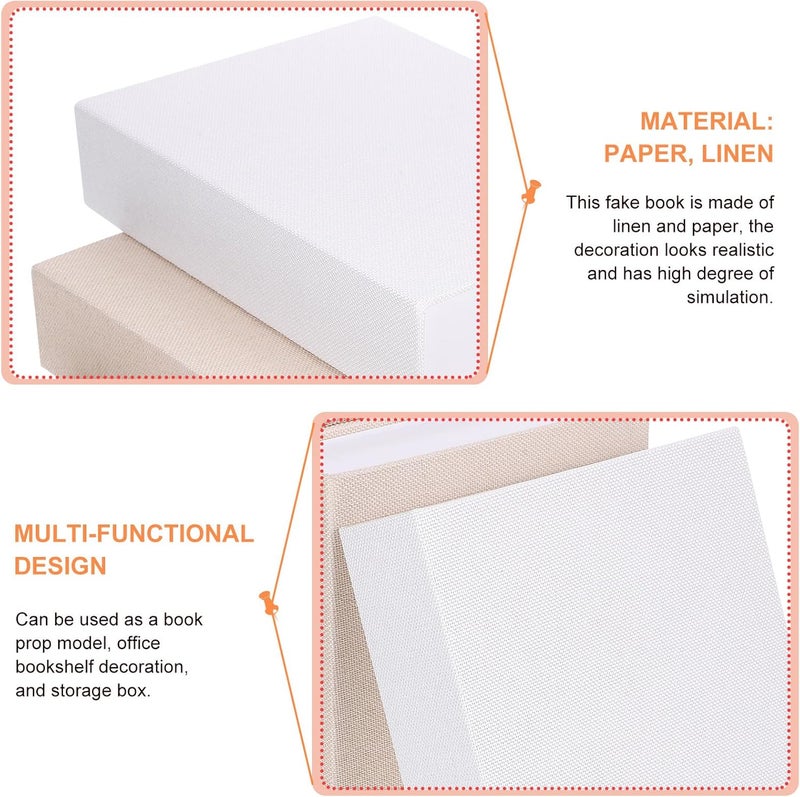 3pcs Linen Fake Book Boxes Decorative Book Shaped Storage Organizer with Lid, Simulation Bookshelf Prop for Home Office Shelf Décor, White Beige Khaki - Image 3