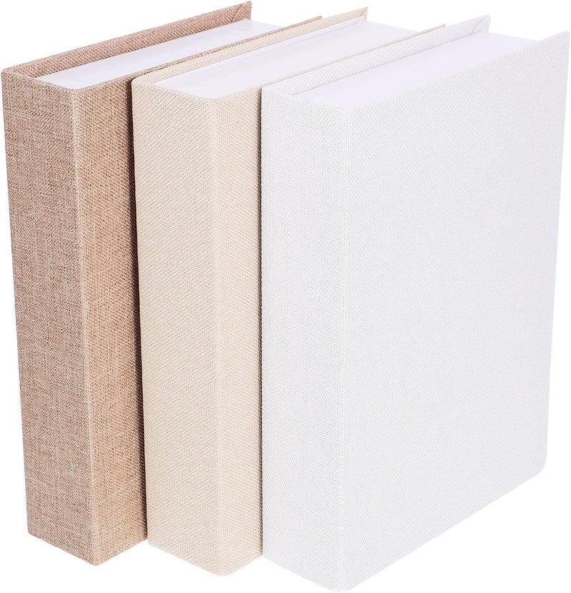 3pcs Linen Fake Book Boxes Decorative Book Shaped Storage Organizer with Lid, Simulation Bookshelf Prop for Home Office Shelf Décor, White Beige Khaki - Image 1
