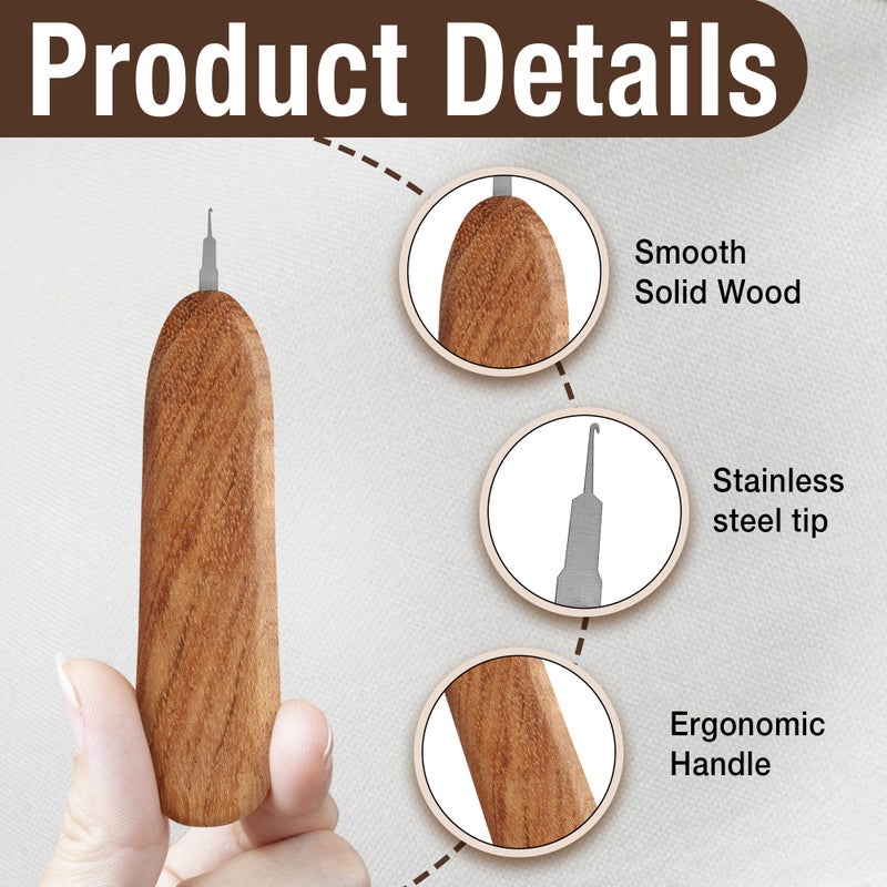 Savina Handmade Needle Threader for Hand Sewing - Hardwood Handle with Stainless Steel Hook (1cm Extended) for Easy Threading - Works with Sewing Machines & Small Eye Needles (Needle Threader) - Image 2
