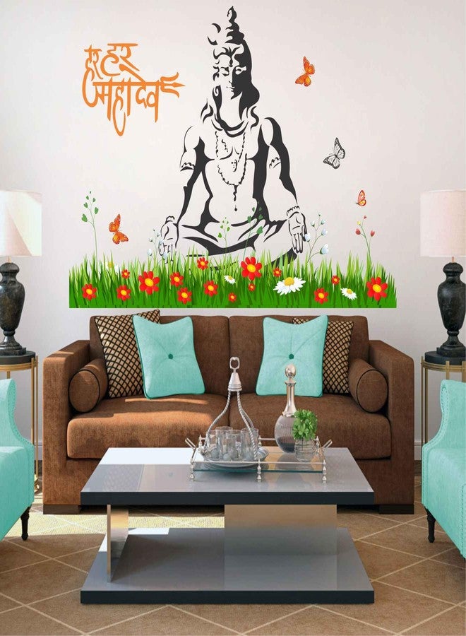 Wall Attraction Har har Mahadev with Grass Wall Sticker & Mural Sticker for wall Size - 81x58cm NBD25 - Image 2