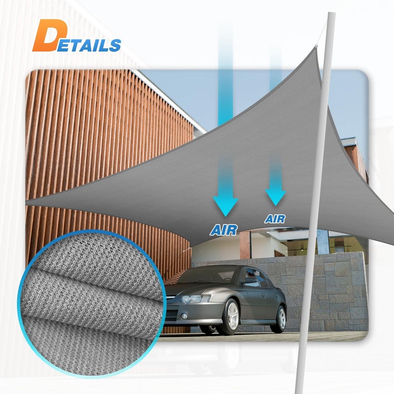 Tang 12' x 14' Sun Shade Sail Rectangle Outdoor Canopy UV Block Sunshades for Patio, Square Shade Cloth for Backyard Porch Deck Garden Pergola Cover, Gray - Image 5