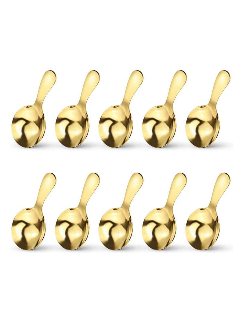 SYOSI 10 PCS Dessert Tasting Spoons, 3.54 inch Food Grade Stainless Steel Short Handle Spoons- Dishwasher Safe, Golden Mini Spoons for Home, Kitchen or Restaurant  - Image 1