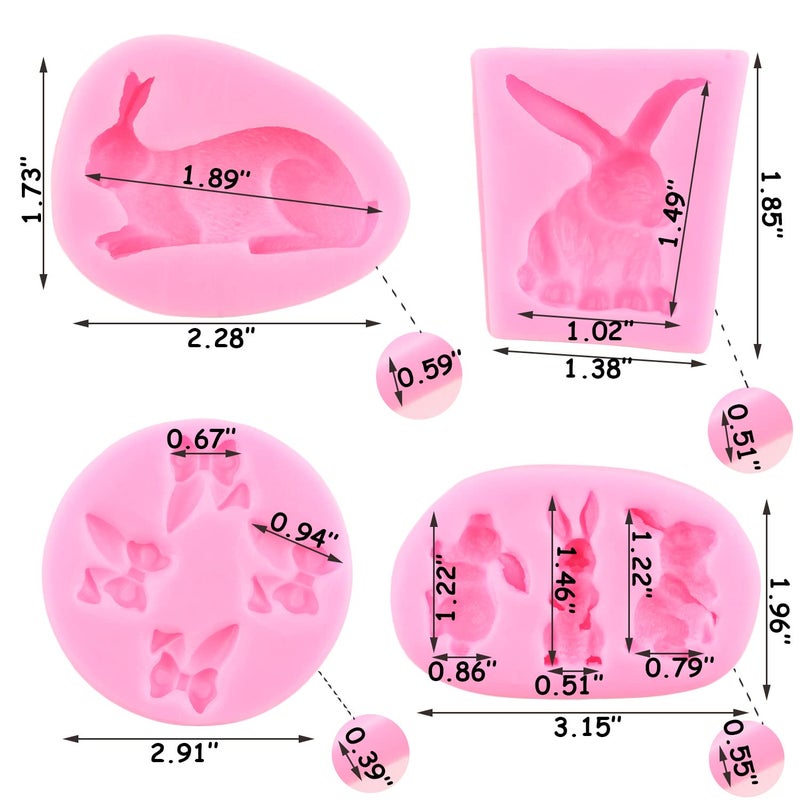 ZiXiang Rabbit Silicone Fondant Mold Easter Bunny Ears Chocolate Molds For Cake Decorating Cupcake Topper Candy Gum Paste Set Of 4 - Image 2
