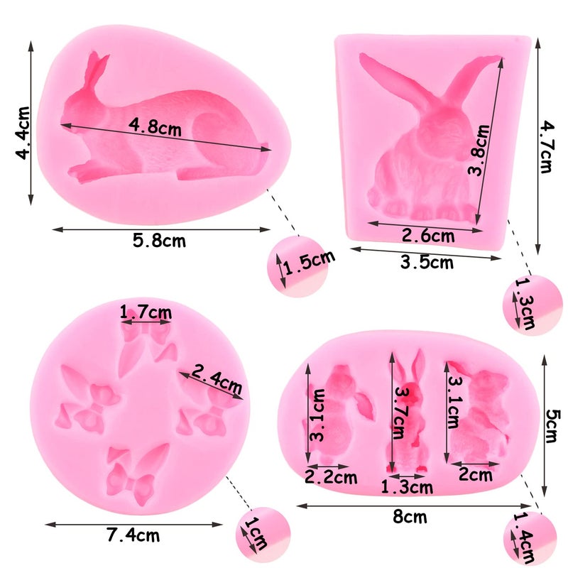 ZiXiang Rabbit Silicone Fondant Mold Easter Bunny Ears Chocolate Molds For Cake Decorating Cupcake Topper Candy Gum Paste Set Of 4 - Image 3