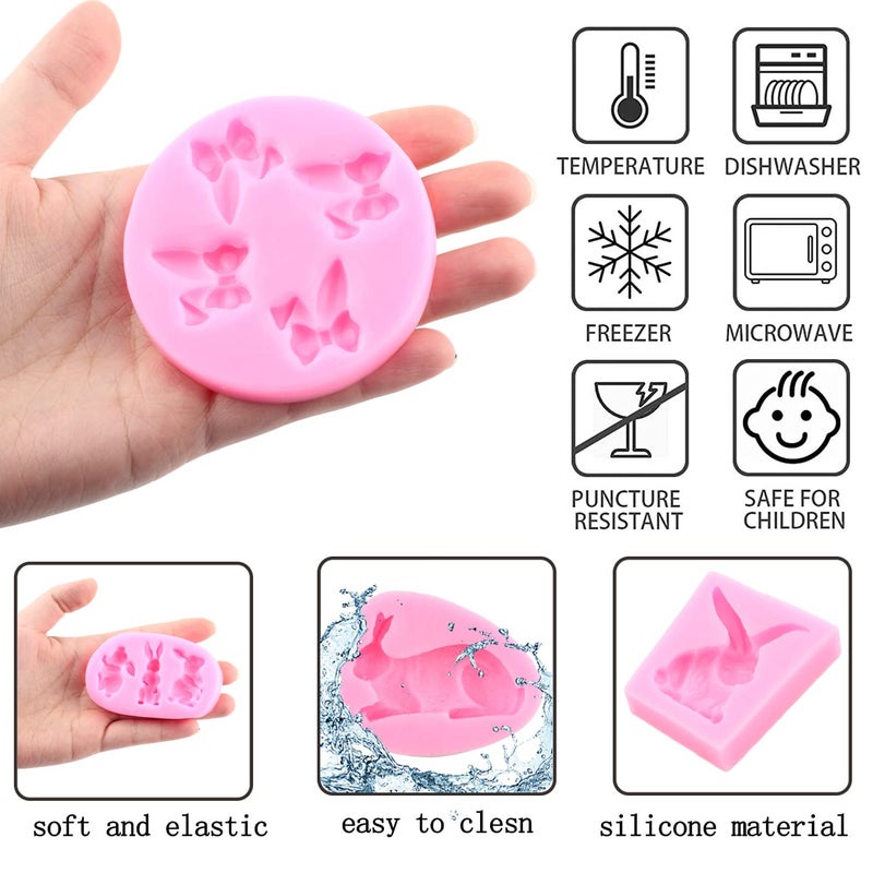 ZiXiang Rabbit Silicone Fondant Mold Easter Bunny Ears Chocolate Molds For Cake Decorating Cupcake Topper Candy Gum Paste Set Of 4 - Image 4