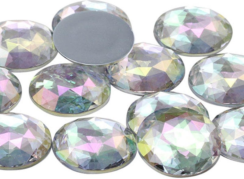 Allstarco 25mm Crystal Clear AB H702 Flat Back Round Acrylic Rhinestones Plastic Circle Gems for Costume Making Cosplay Jewels Pro Grade Embelishments - 20 Pieces (Crystal AB) - Image 1