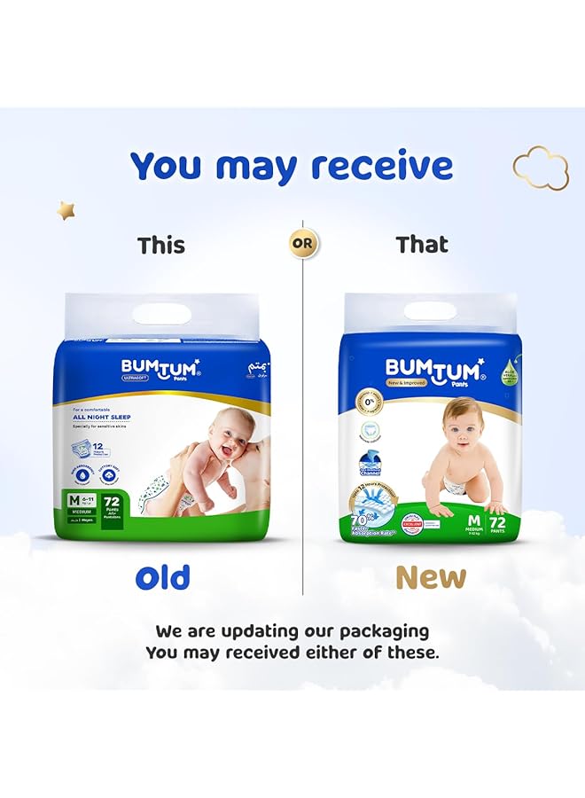 Bumtum Baby Diaper Pants M (Size 3) 7 12 Kg Double Layer Leakage Protection Infused With Aloe Vera Cottony Soft High Absorb Technology 72 Diaper - Image 5