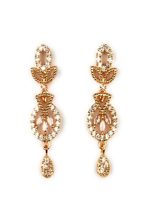 Sasitrends Full White American Diamond Micro Gold-Plated Necklace and Earring Set for Women & Girls - Image 5