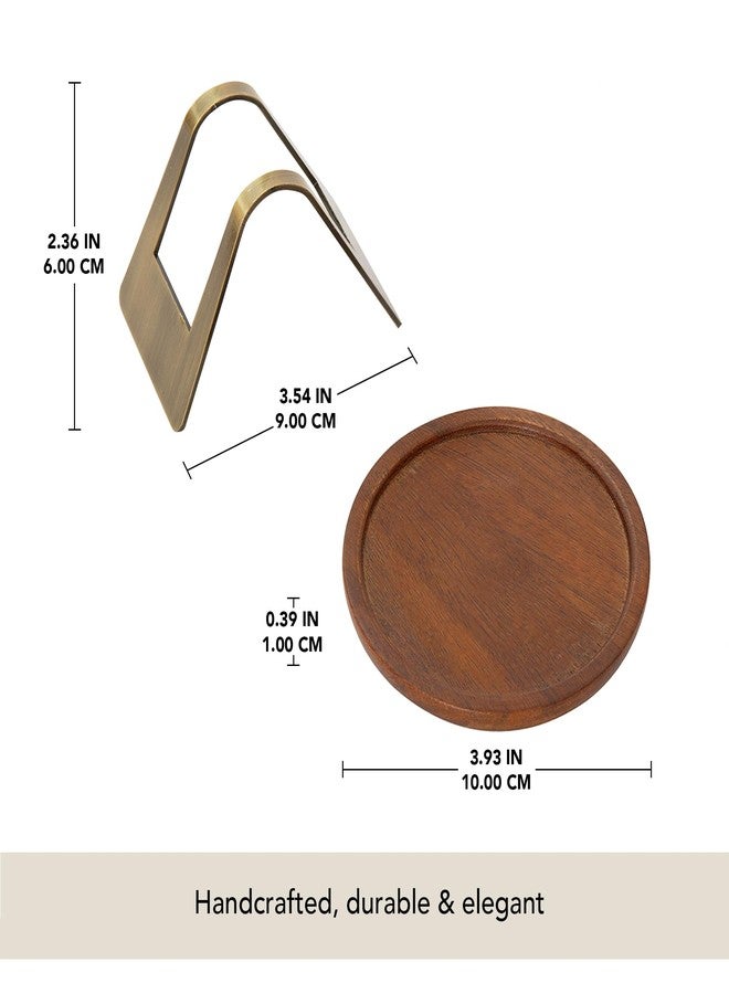 Ellementry Wooden Coaster Set with Holder –Set of 4 Handcrafted Drink Coasters for Table Protection – Premium Round Design – Sturdy Bar Accessories for Coffee Table & Desk - Image 5