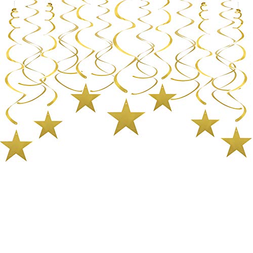 Adeer Gold Twinkle Stars Swirls Decorations Shiny Metallic Hanging Stars Garland Wedding Favors Birthday Baby Shower Party Decorations, 30 pcs - Image 4