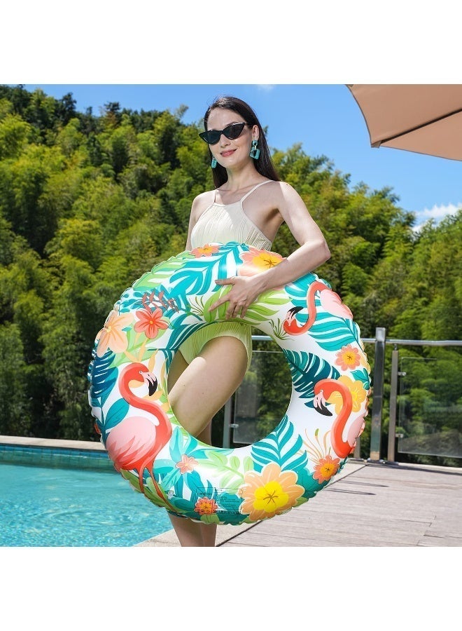 Inflatable Float Ring with Multi shapes – Swimming Tube for Adults & Kids, Perfect for Beach and Pool Parties (90cm Green Flamingo) - Image 1