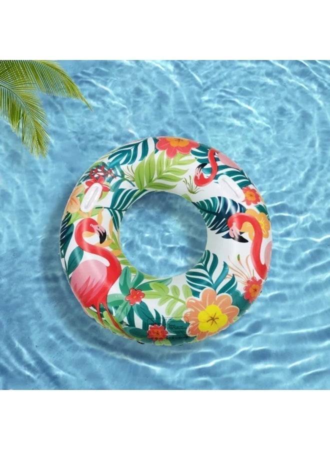 Inflatable Float Ring with Multi shapes – Swimming Tube for Adults & Kids, Perfect for Beach and Pool Parties (90cm Green Flamingo) - Image 2