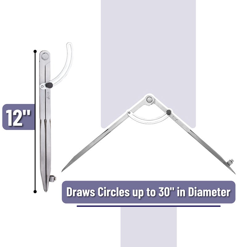 Mr. Pen- Professional Large Compass for Woodworking, 12 Inch Compass with Wing, Compass for Geometry, Compass Drawing Tool, Woodworking Compass, Pencil Compass for Carpenter, Drafting, Drawing Compass - Image 2