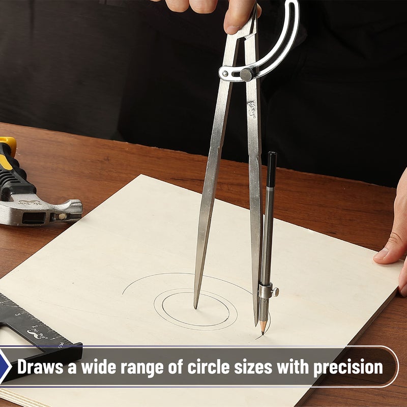 Mr. Pen- Professional Large Compass for Woodworking, 12 Inch Compass with Wing, Compass for Geometry, Compass Drawing Tool, Woodworking Compass, Pencil Compass for Carpenter, Drafting, Drawing Compass - Image 5