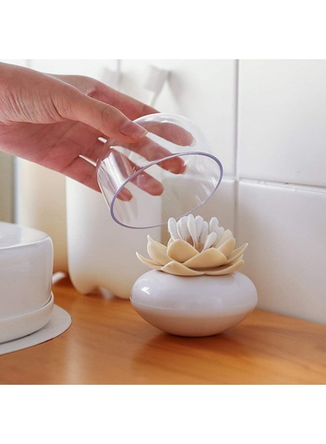 2 Packs Creative Lotus Cotton Swab Holder Q-Tips Toothpicks Holder Table Decorate Cotton Bud Storage Box Organizer - Image 4