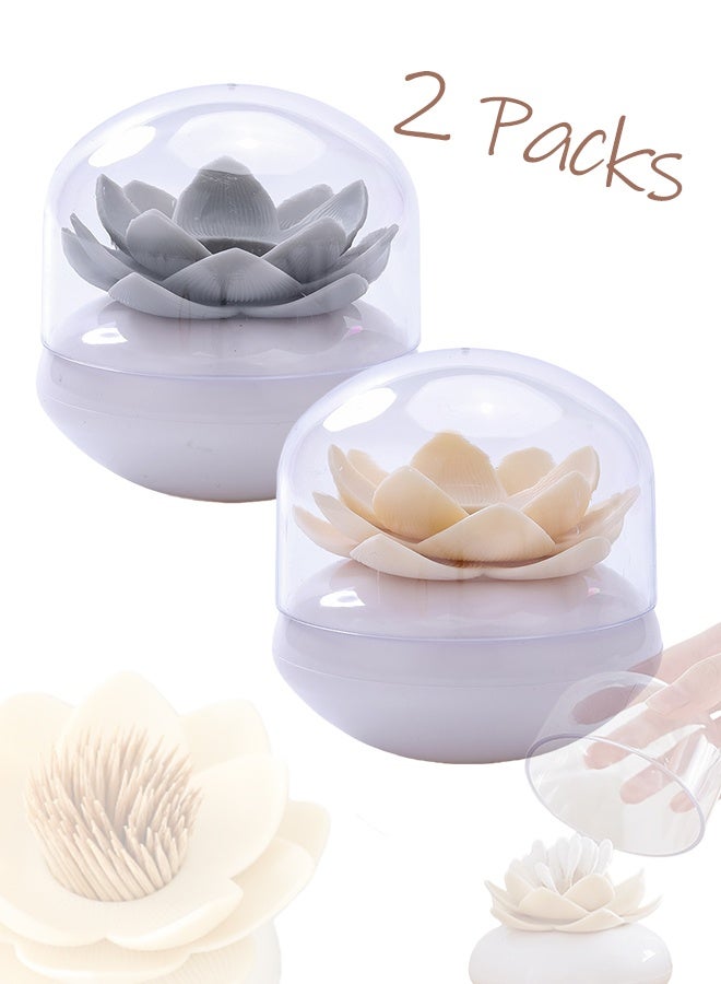 2 Packs Creative Lotus Cotton Swab Holder Q-Tips Toothpicks Holder Table Decorate Cotton Bud Storage Box Organizer - Image 1