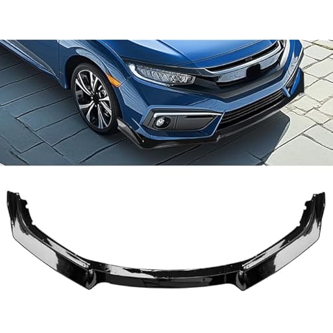 DIBON AUTO 3Pcs Glossy Black Front Bumper Lip Splitter for 2016-2020 Honda Civic Bumper Body Kit Protection Splitter Spoiler - Image 1