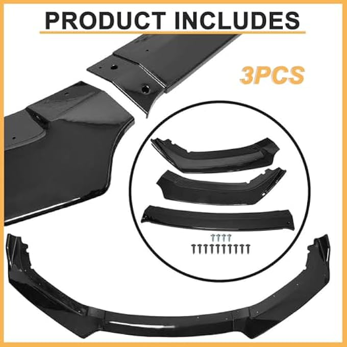 DIBON AUTO 3Pcs Glossy Black Front Bumper Lip Splitter for 2016-2020 Honda Civic Bumper Body Kit Protection Splitter Spoiler - Image 3
