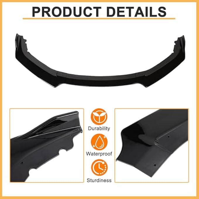 DIBON AUTO 3Pcs Glossy Black Front Bumper Lip Splitter for 2016-2020 Honda Civic Bumper Body Kit Protection Splitter Spoiler - Image 2