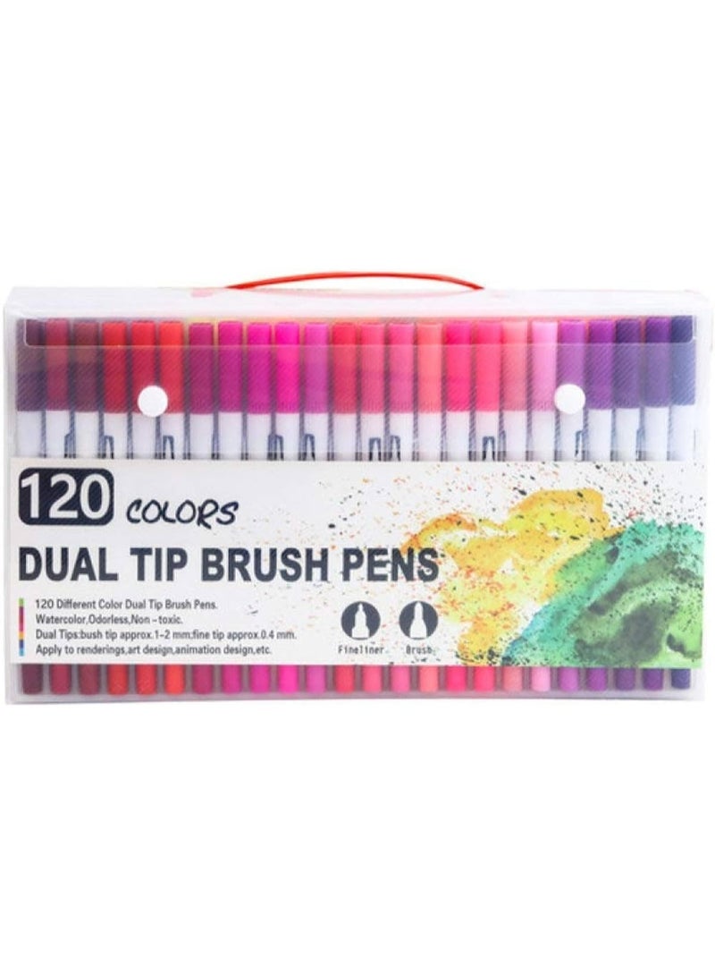 اقلام تلوين مائية مزدوجه الرأس 120 لون - Image 1