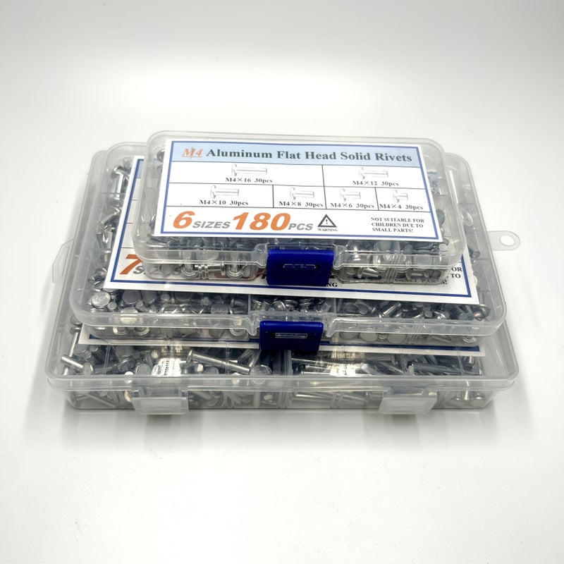 650pcs M4 Flat Head Solid Rivets Assortment Kit with Plastic Box 13 Sizes - Image 5
