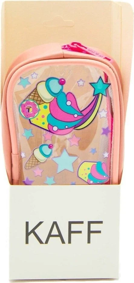 Kaff 01112 Pink Color Unicorn Patterned Transparent Waterproof Single Compartment Pencil Case
