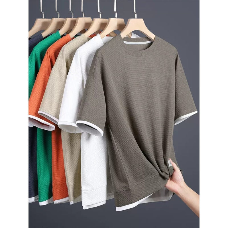 Men'S Summer Waffle Short-Sleeve T-Shirt With Custom Print And Round Neck - Image 3