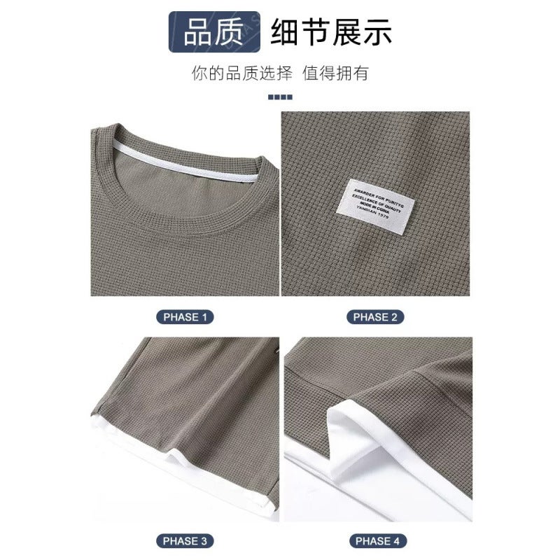 Men'S Summer Waffle Short-Sleeve T-Shirt With Custom Print And Round Neck - Image 5