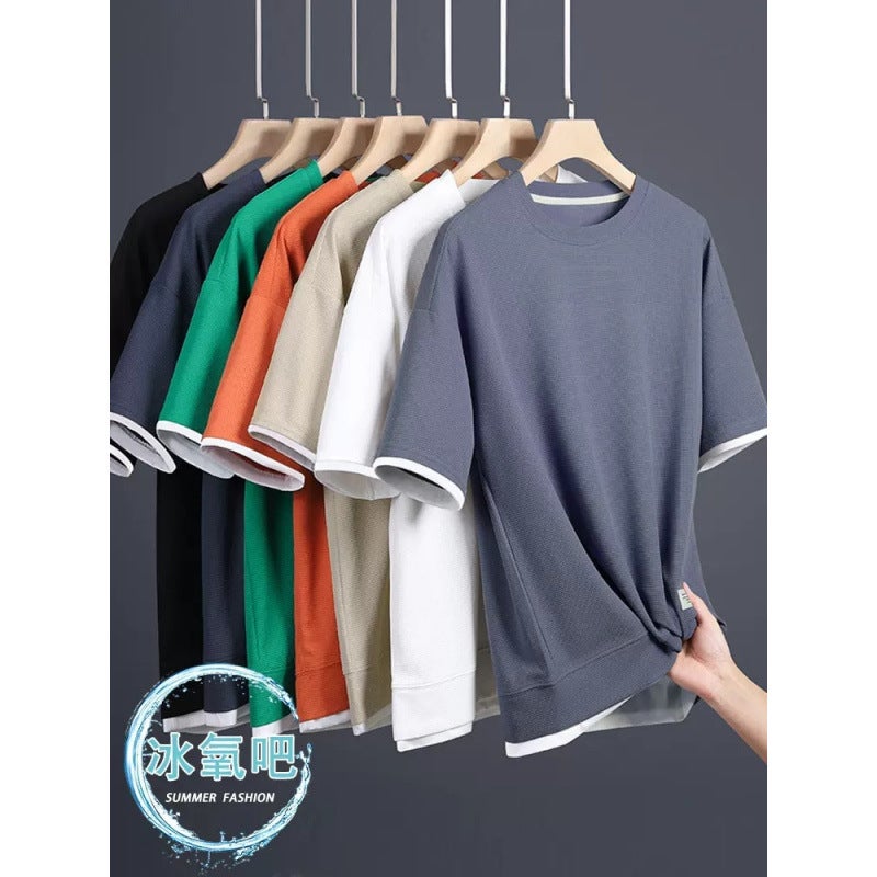Men'S Summer Waffle Short-Sleeve T-Shirt With Custom Print And Round Neck - Image 2