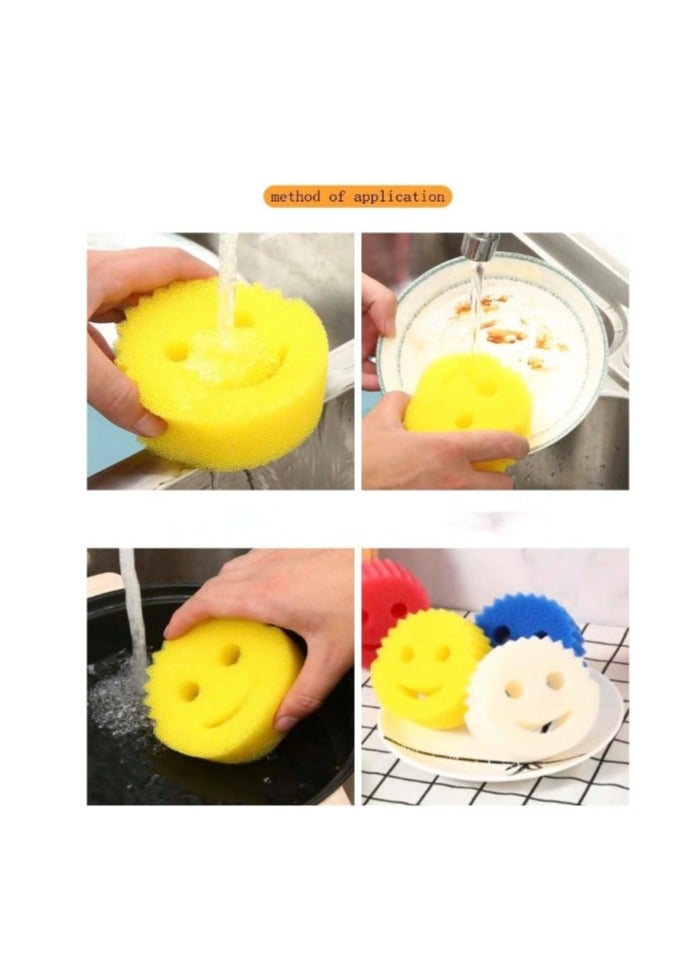 OASIS-TH 4 Pack Smiley Face Magic Deep Cleaning Wipe Smiley Face Soft Wiping Honeycomb Sponge Household Kitchen Cleaning Dish Washing Cotton - Image 5