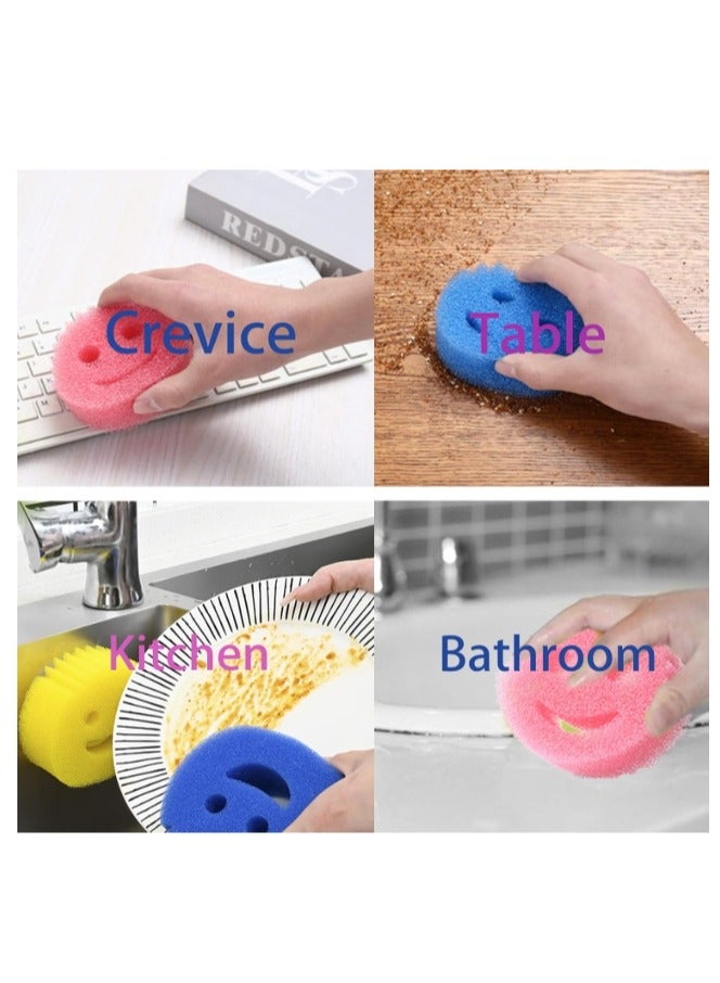 OASIS-TH 4 Pack Smiley Face Magic Deep Cleaning Wipe Smiley Face Soft Wiping Honeycomb Sponge Household Kitchen Cleaning Dish Washing Cotton - Image 1