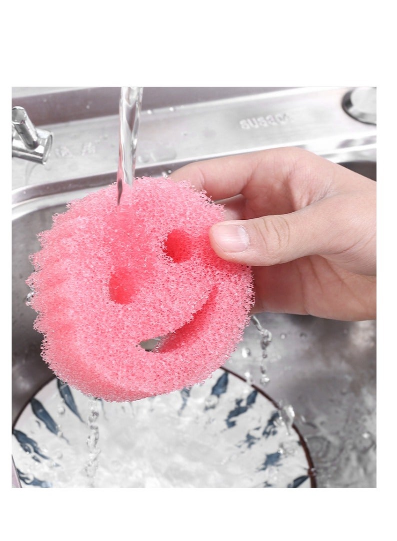 OASIS-TH 4 Pack Smiley Face Magic Deep Cleaning Wipe Smiley Face Soft Wiping Honeycomb Sponge Household Kitchen Cleaning Dish Washing Cotton - Image 2