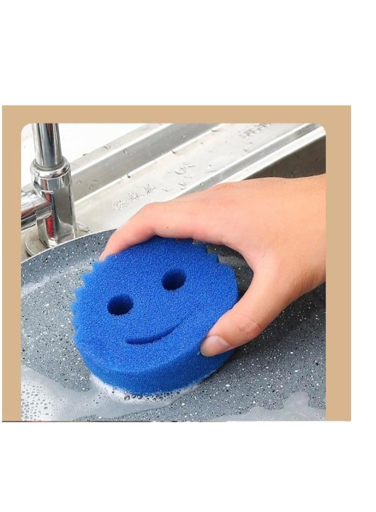 OASIS-TH 4 Pack Smiley Face Magic Deep Cleaning Wipe Smiley Face Soft Wiping Honeycomb Sponge Household Kitchen Cleaning Dish Washing Cotton - Image 3