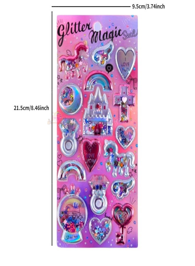 Funspark Smile Glitter Magic Seal 12 Sheet 3D Puffy Sticker Set – Kawaii Shaker Glitter Self-Adhesive Waterproof Stickers for Kids Scrapbook, Diary, Phone & DIY Crafts - Image 2