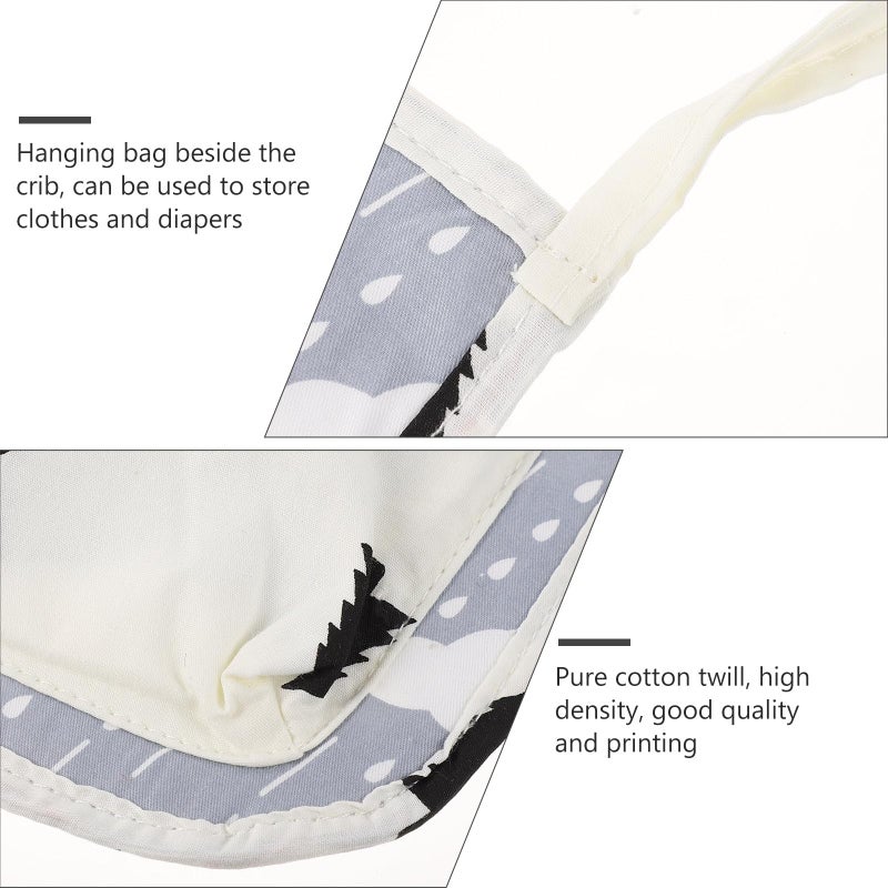 Cotton Hanging Crib Storage Bag with Multi Layer Compartments for Baby Nursery Essentials - Image 5