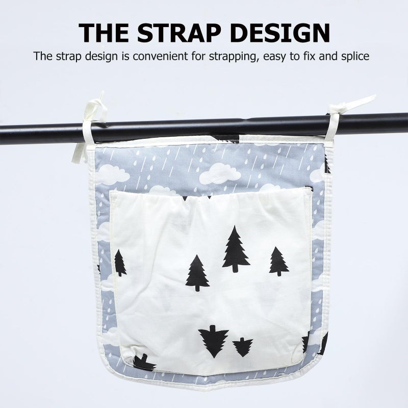 Cotton Hanging Crib Storage Bag with Multi Layer Compartments for Baby Nursery Essentials - Image 4
