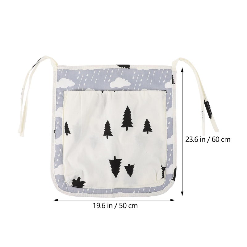 Cotton Hanging Crib Storage Bag with Multi Layer Compartments for Baby Nursery Essentials - Image 3